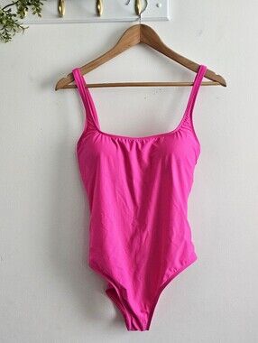 Citrus Hot Pink One Piece Swimsuit Women’s Large Open Back Scoop Neck